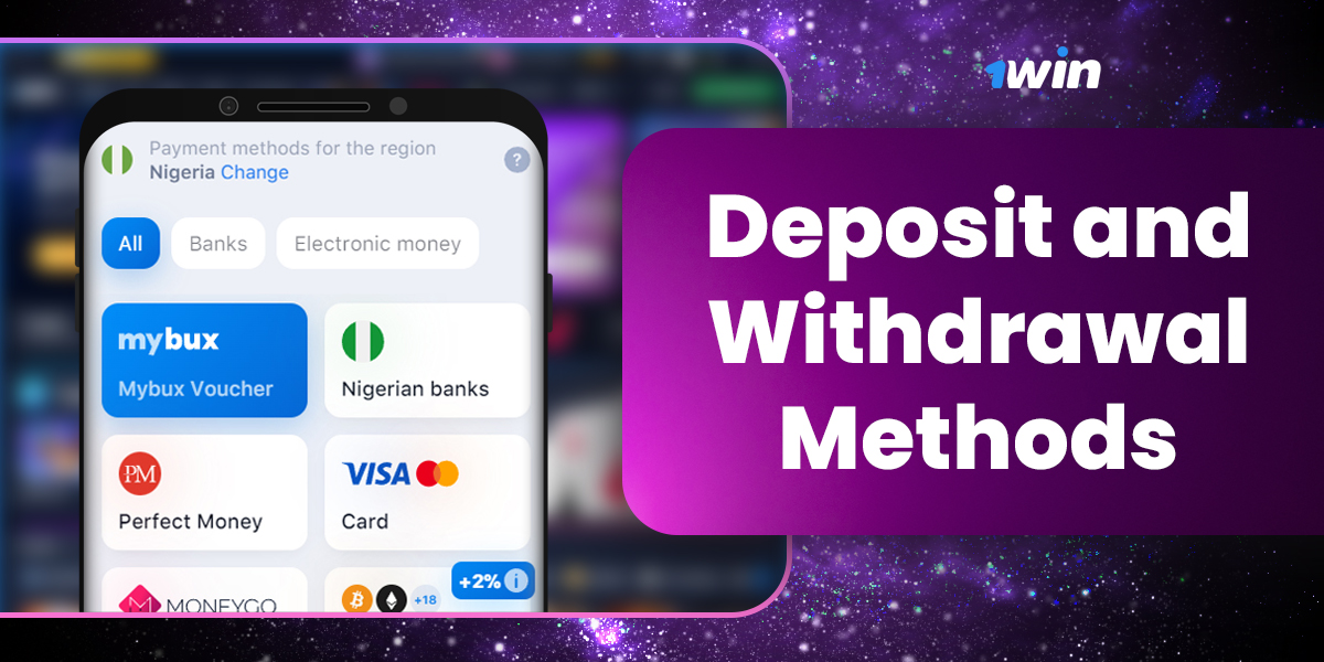 Payment Options for Deposits and Withdrawals via the 1Win App