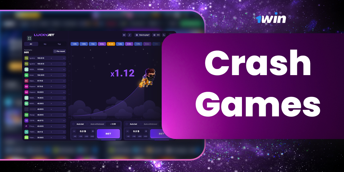 A list of popular crash games available to Nigerian users at 1Win